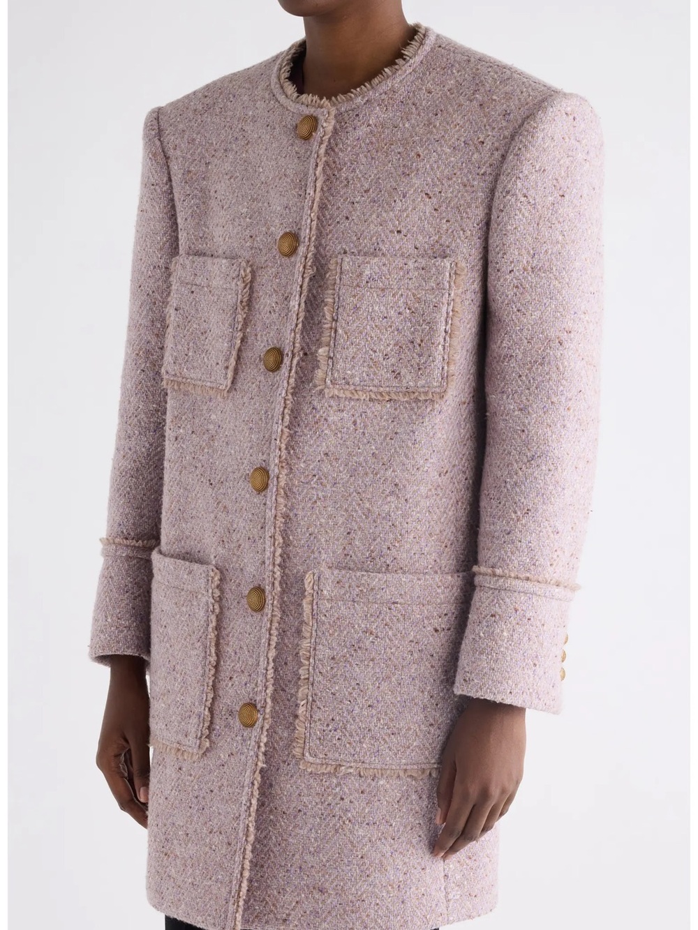 Chloe Fringe Wool Blend Tweed Herringbone Jacket NWT $3850 size 34